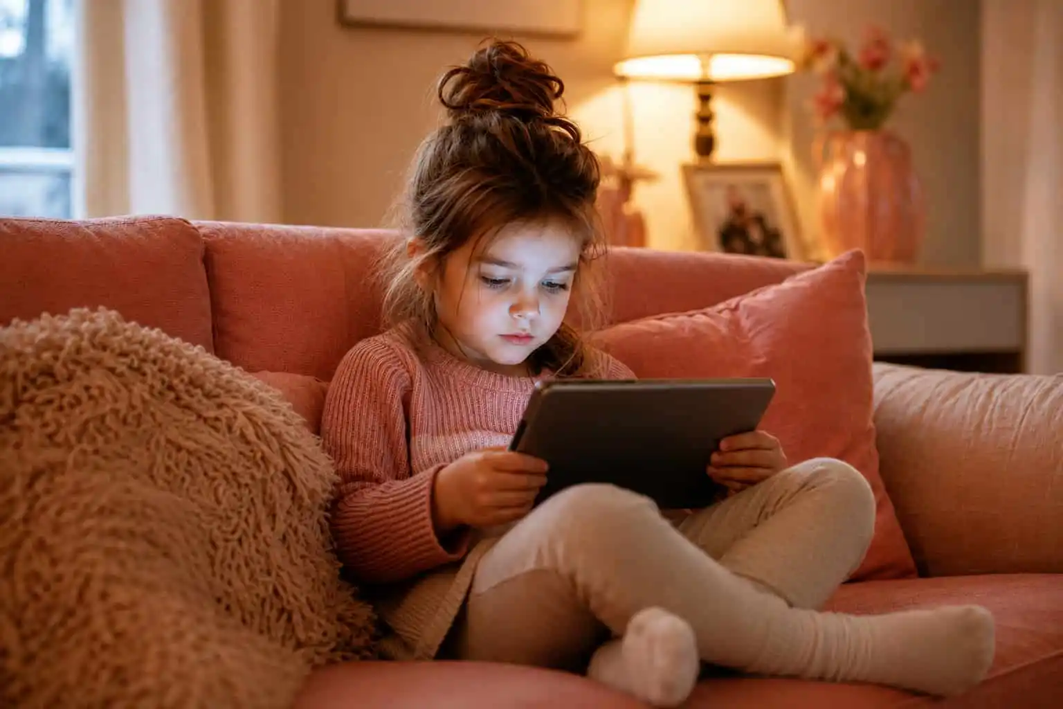 Enfant absorbée par l'écran
