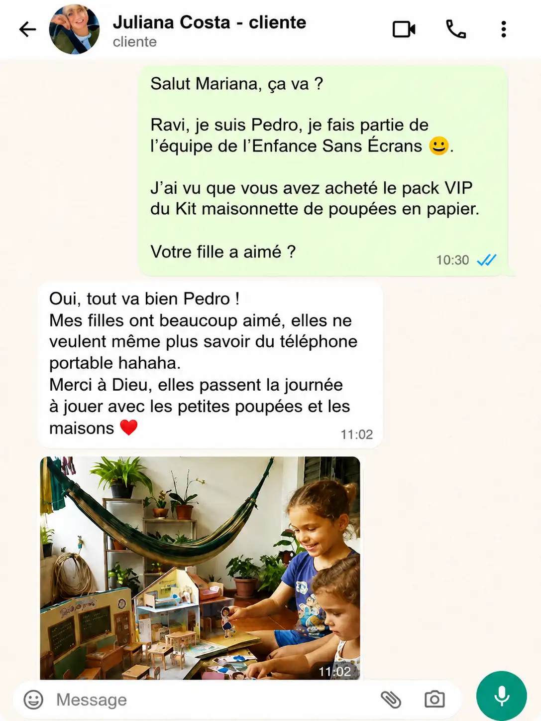 Témoignage d'une maman cliente