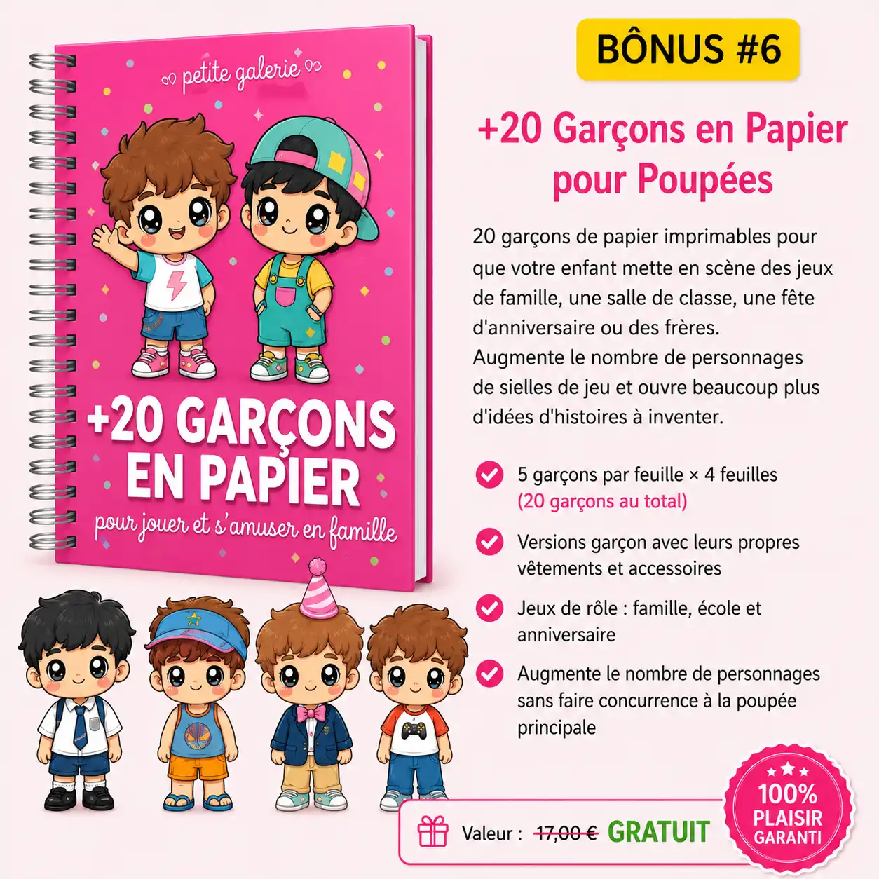 Bonus 6 : +20 Garçons en Papier pour Poupées